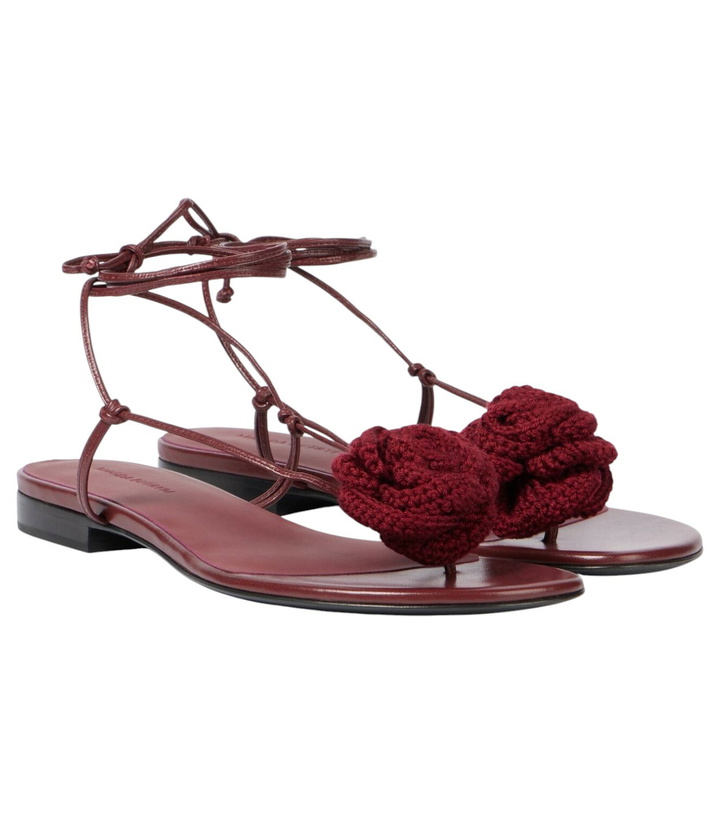 Photo: Magda Butrym Floral-appliqué leather sandals