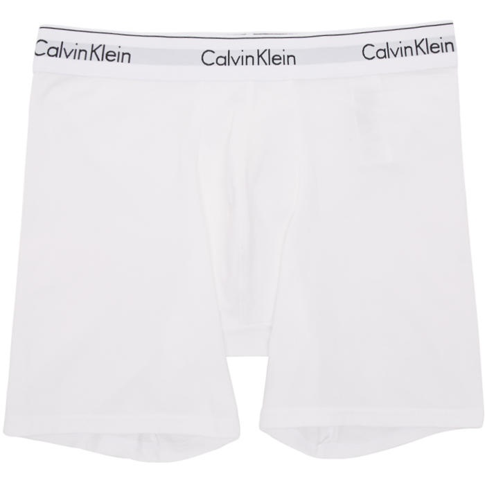 Photo: Calvin Klein Underwear Two-Pack White Low-Rise Boxer Briefs