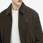 AMI Paris Men's Zipped Corduroy Bomber Jacket in Dark Coffee