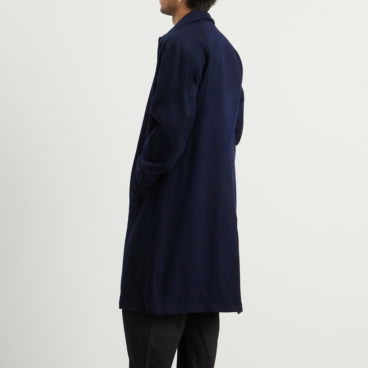 Universal Works Men's Mowbray Wool Mac Coat in Navy