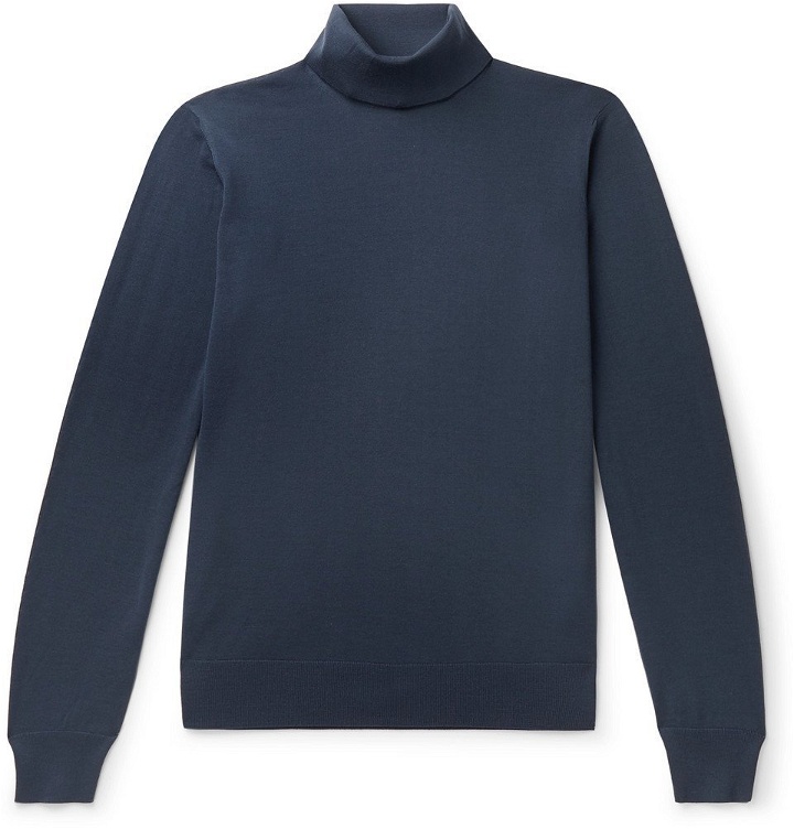 Photo: Giorgio Armani - Slim-Fit Virgin Wool Rollneck Sweater - Blue