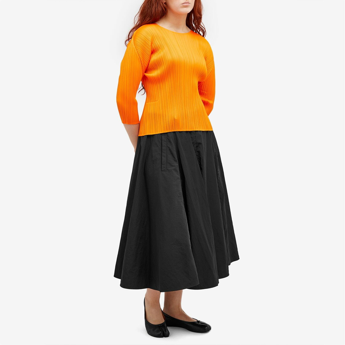 Pleats Please Issey Miyake Women's Short Sleeve Top in Orange