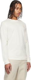 Moncler Off-White Leather Logo Long Sleeve T-shirt