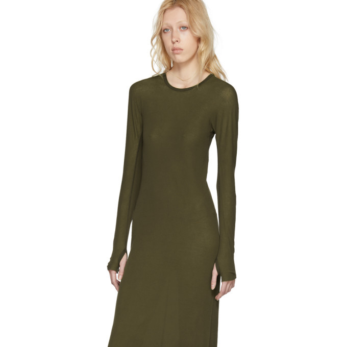 Boris Bidjan Saberi Green Long Sleeve T-Shirt Dress
