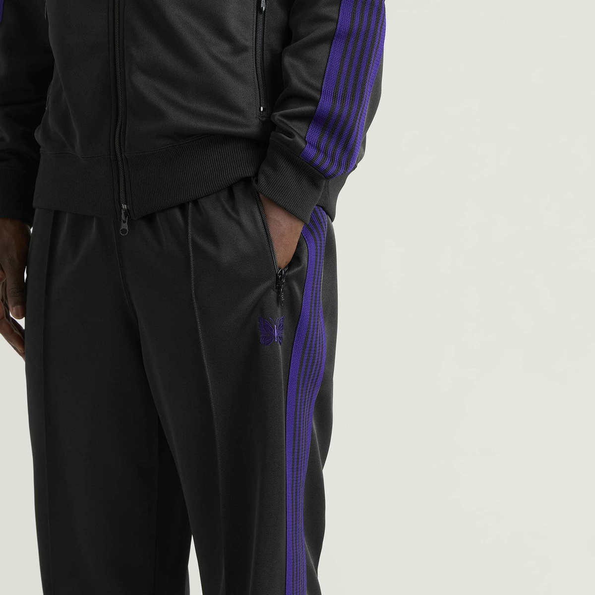 Needles Men's Poly Smooth Track Pants in Black