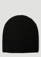 Logo Knit Beanie Hat in Black