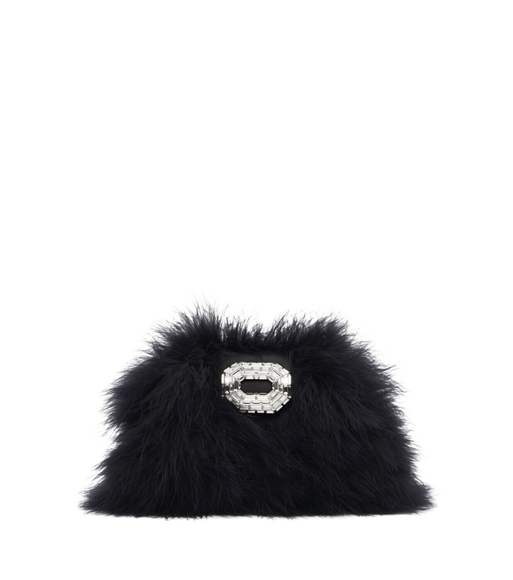 Photo: Amina Muaddi Camelia embellished feather clutch