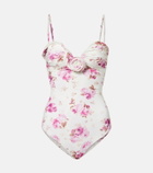 Magda Butrym Floral-appliqué ruched swimsuit