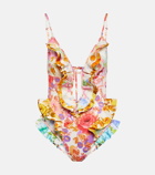 Zimmermann Raie Waterfall floral swimsuit