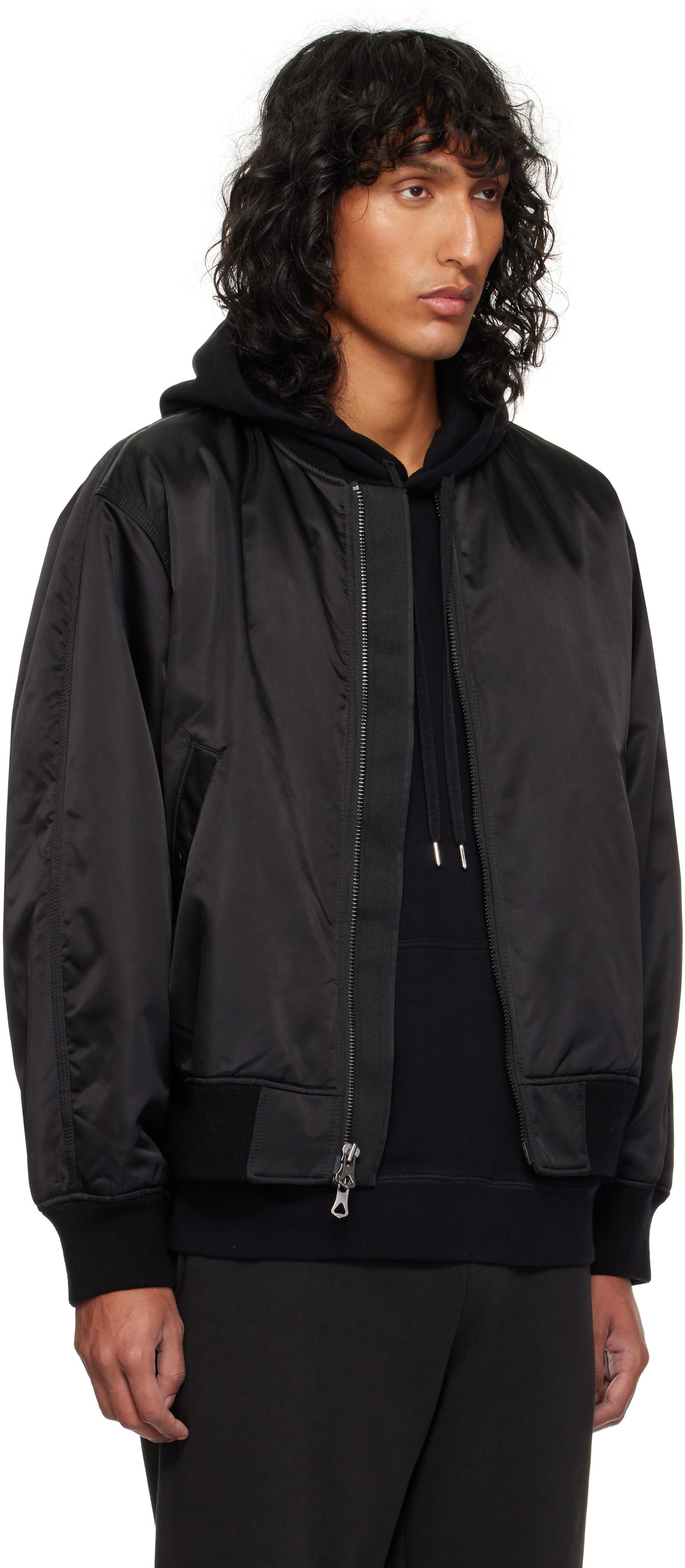 Reigning Champ Black Nylon Twill Crew Bomber Jacket