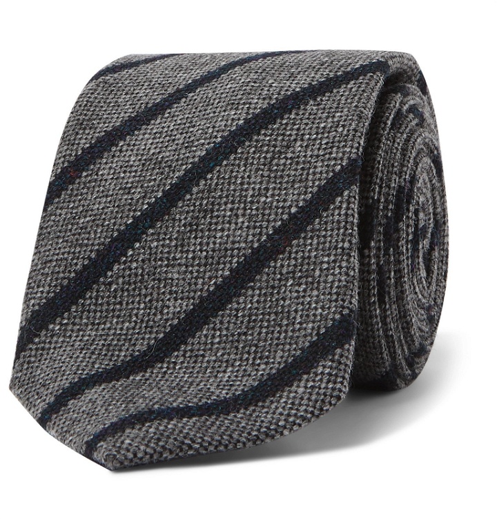Photo: Anderson & Sheppard - 9cm Striped Wool and Silk-Blend Tie - Gray