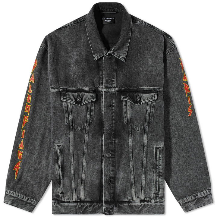 Photo: Balenciaga Metal Back Logo Denim Oversized Jacket