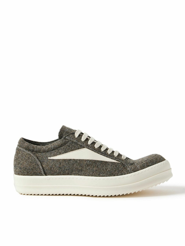 Photo: Rick Owens - Vintage Leather-Trimmed Brushed-Wool Sneakers - Green