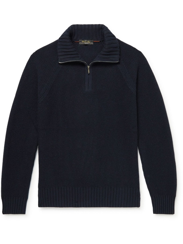 Photo: Loro Piana - Roadster Mezzocollo Half-Zip Cashmere Sweater - Blue