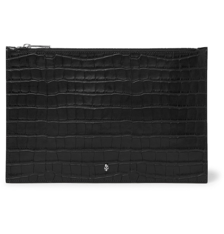 Photo: ALEXANDER MCQUEEN - Croc-Effect Leather Pouch - Black