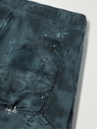 Lost Daze - Paint-Splattered Printed Cotton-Jersey Drawstring Shorts - Blue