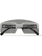 Fendi - Rectangle-Frame Logo-Print Silver-Tone Sunglasses