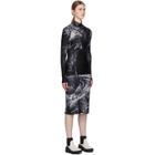 S.R. STUDIO. LA. CA. Black and White Fern Mock Neck Fitted Dress