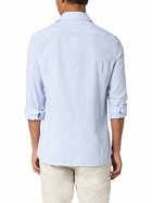MC2 Saint Barth Man Seersucker Cotton Shirt Pamplona With Light Blue Stripes