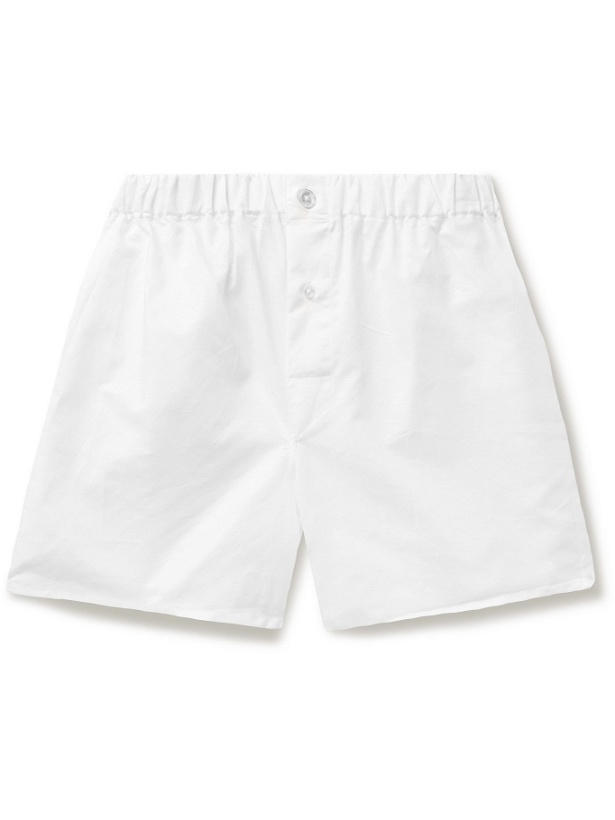 Photo: EMMA WILLIS - Linen and Cotton-Blend Boxer Shorts - White