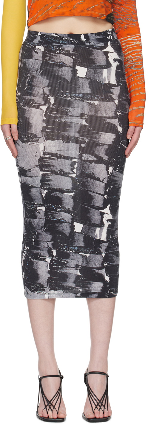 Louisa Ballou Multicolor Graphic Midi Skirt