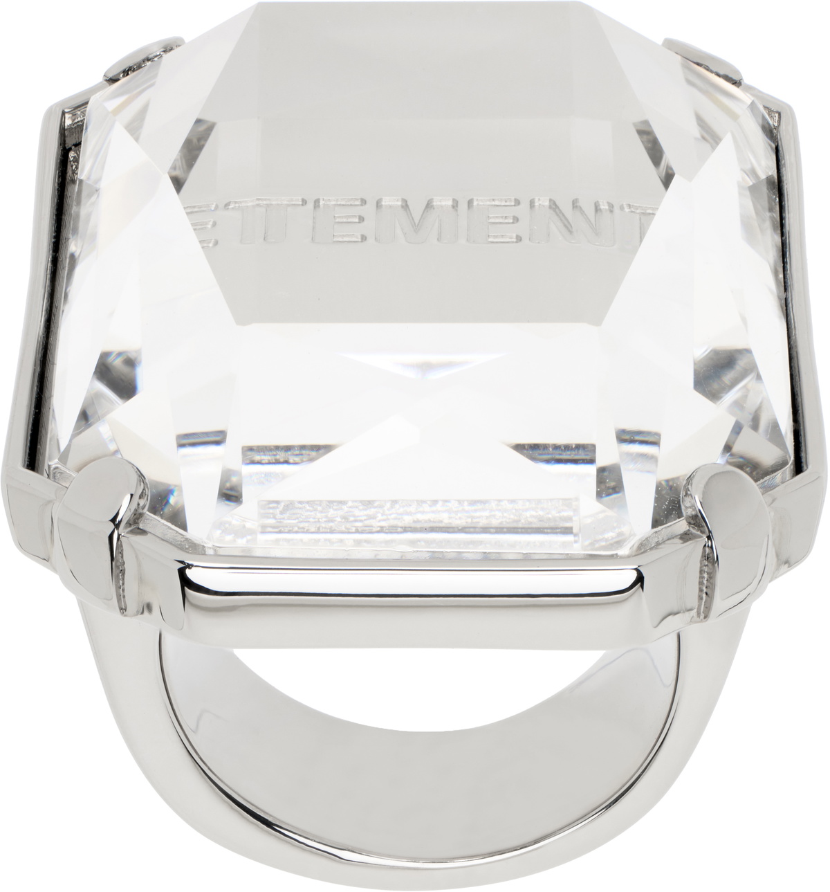 VETEMENTS Silver Baguette Crystal Ring