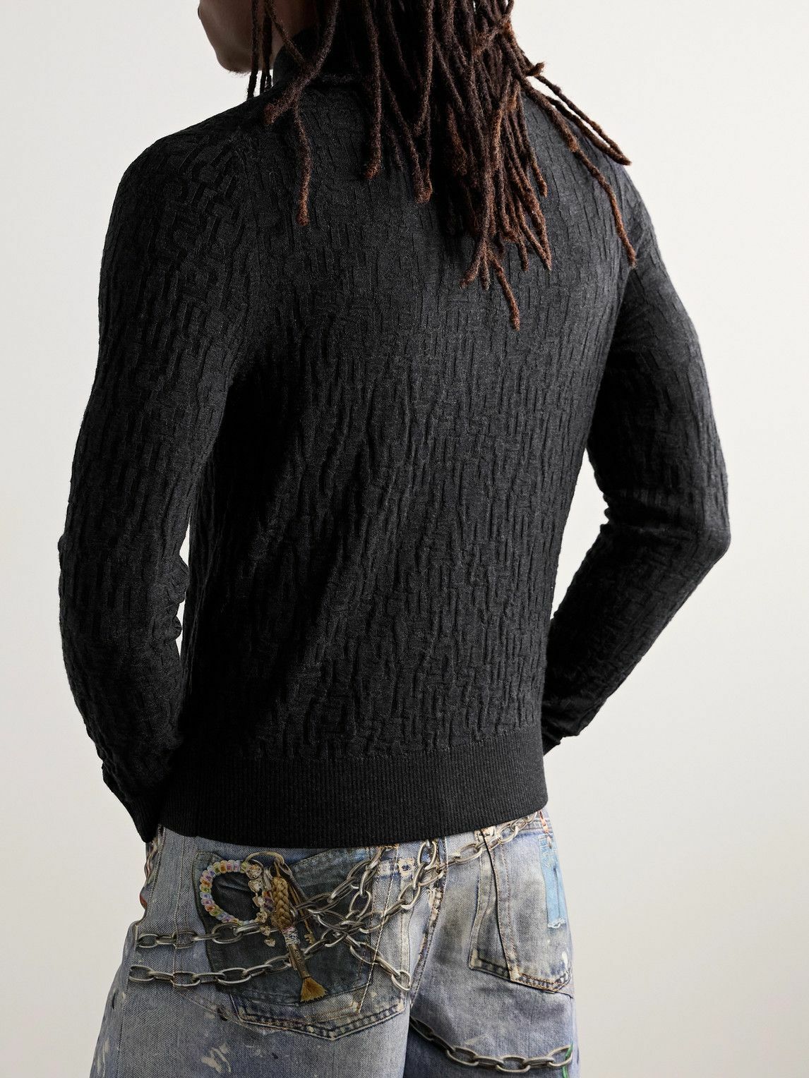 Acne Studios - Logo-Jacquard Wool Zip-Up Cardigan - Gray Acne Studios