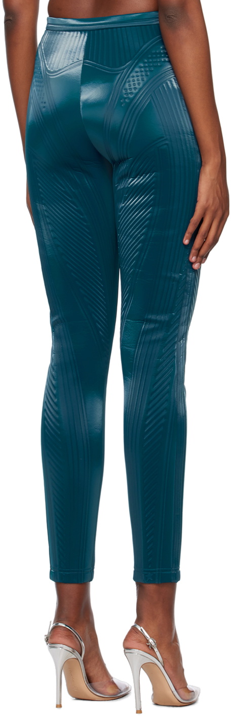 Mugler Blue Embossed Leggings