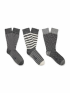 Kingsman - Corgi Three-Pack Jacquard-Knit Cotton-Blend Socks - Gray