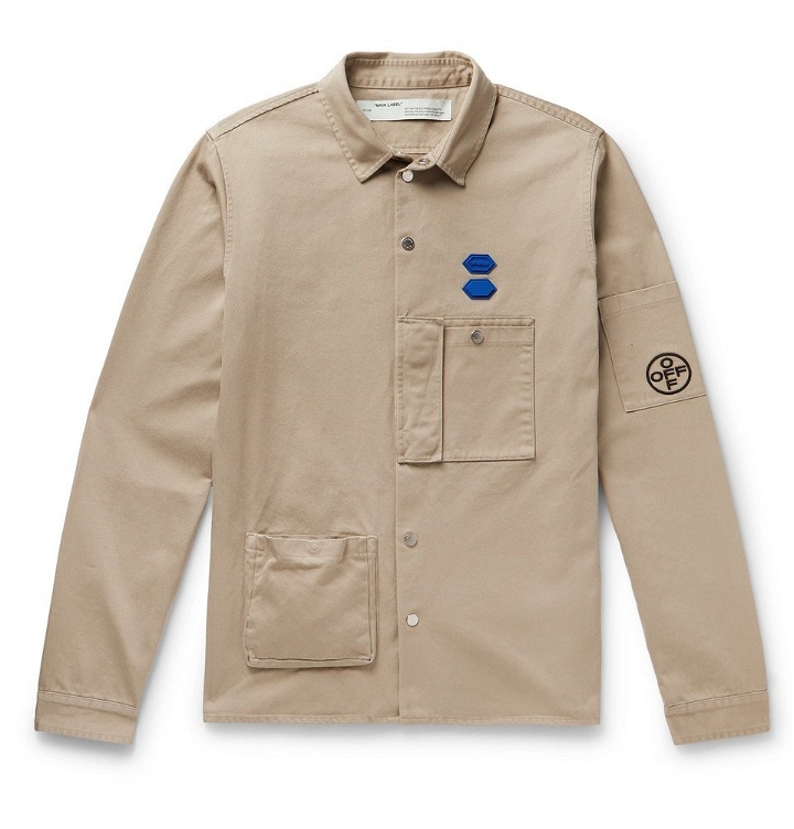 Photo: Off-White - Appliquéd Cotton Shirt Jacket - Beige