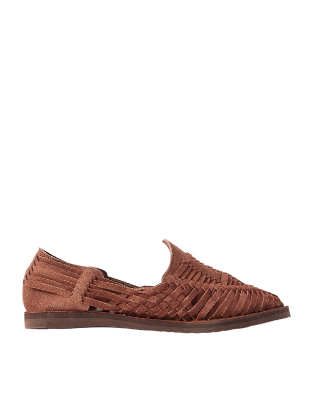 Photo: Yuketen - Alejandro Woven Suede Huarache Sandals - Brown
