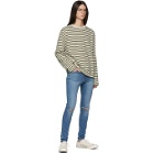 Frame Off-White and Khaki Stripe Classic Long Sleeve T-Shirt