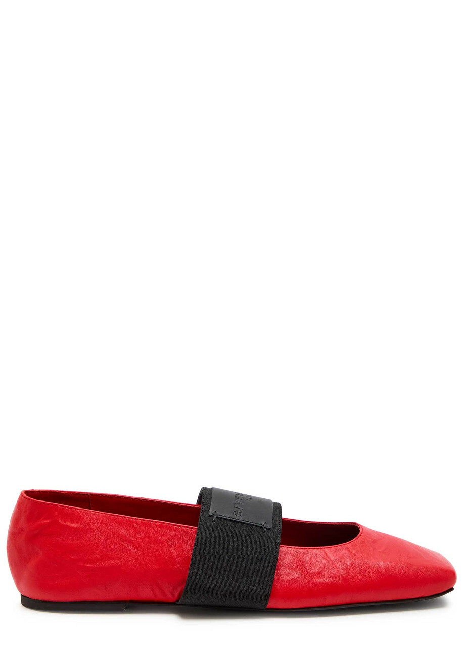 Givenchy Logo-appliquéd Leather Ballet Flats Red