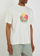 DRÔLE DE Monsieur Hibiscus Club Printed Cotton T-shirt Off White
