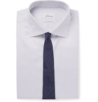 Brioni - Light-Grey Slim-Fit Cutaway-Collar Striped Cotton-Poplin Shirt - Men - Light gray