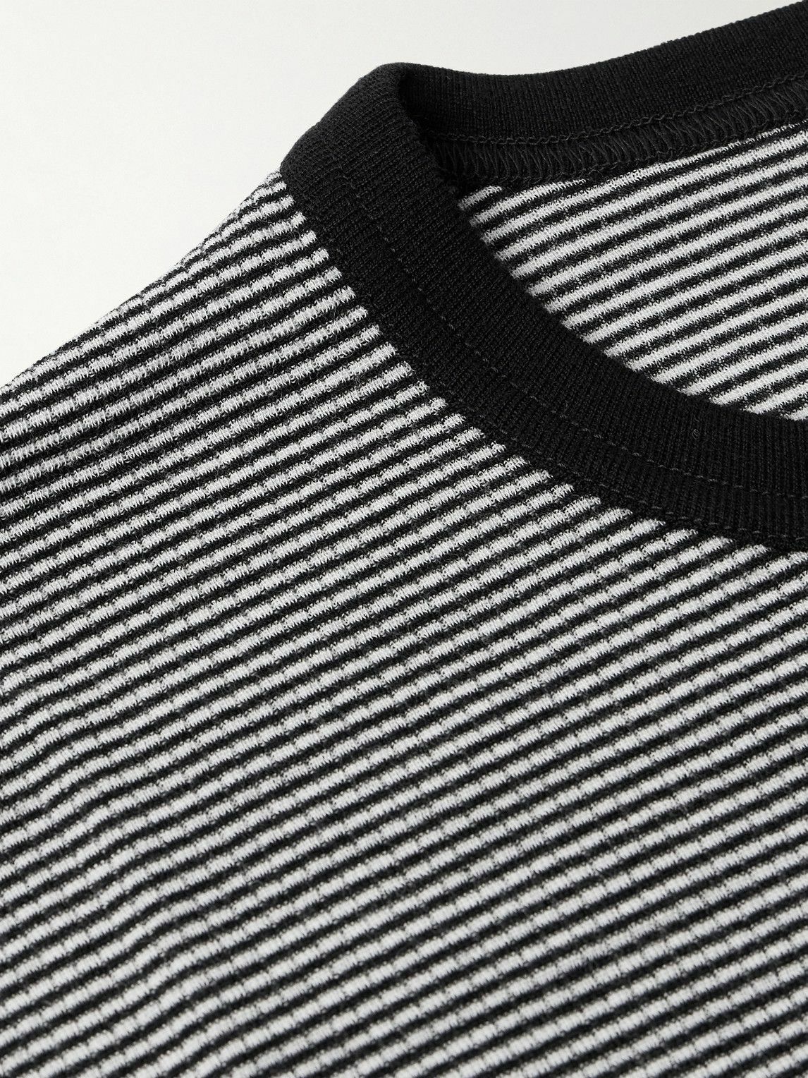 ssstein - Striped Super 120s Wool-Jersey T-Shirt - Black