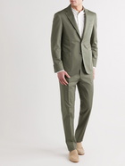 Canali - Kei Slim-Fit Tapered Stretch-Cotton Twill Suit Trousers - Green