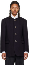 T/SEHNE Purple Collarless Coat