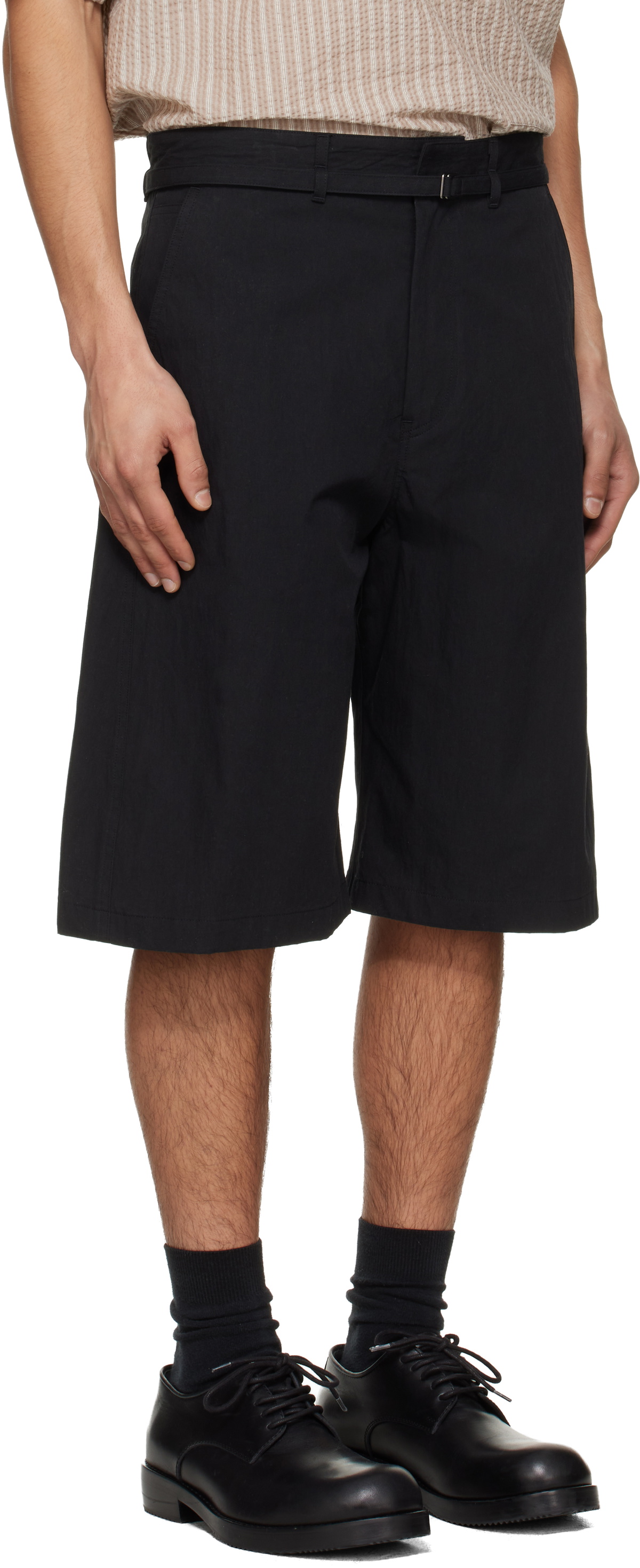 LE17SEPTEMBRE Black Belted Curved Shorts