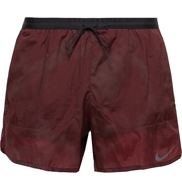 Photo: Nike Running - Run Division Flash Slim-Fit Stretch-Nylon Drawstring Shorts - Burgundy