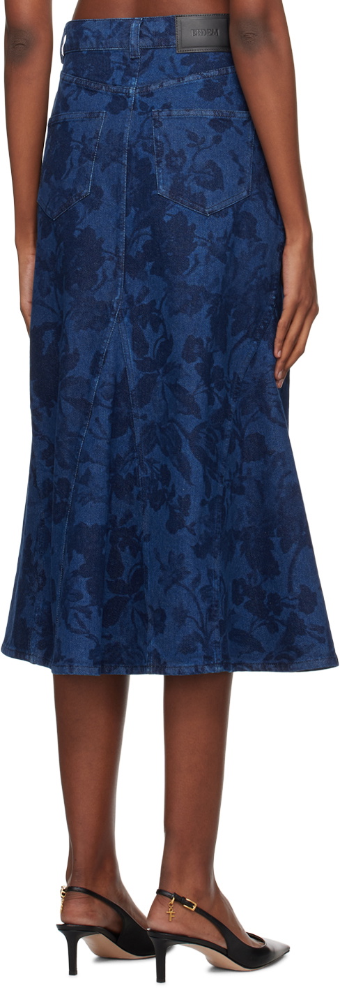 Erdem Indigo Fishtail Denim Midi Skirt