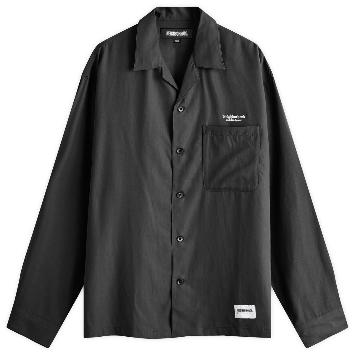 Neighborhood Men's Open Collar Shirt in Black Neighborhood