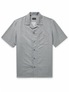 Brioni - Convertible-Collar Printed Linen and Cotton-Blend Shirt - Blue
