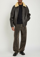 Jacquemus Le Bombardier Leather Bomber Jacket Dark Brown