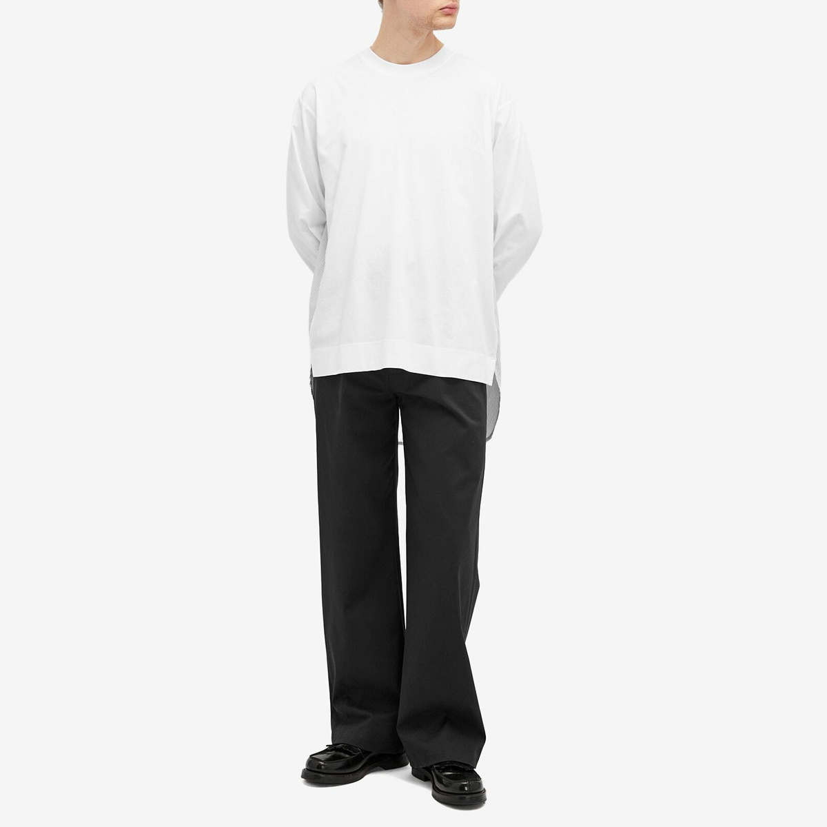 Dries Van Noten Men's Hemron Poplin Back Long Sleeve T-Shirt in