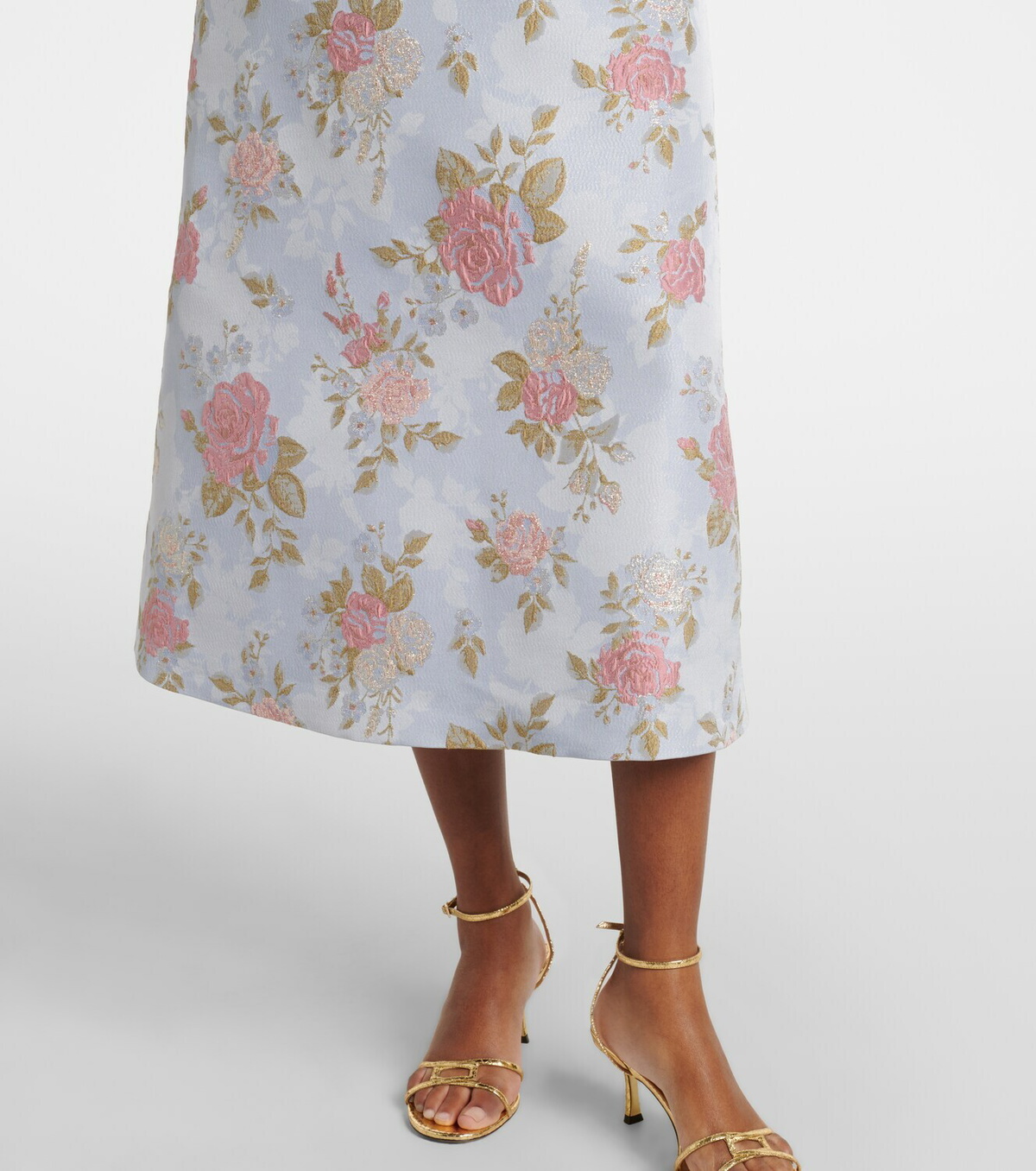 Markarian Floral lamé brocade midi dress