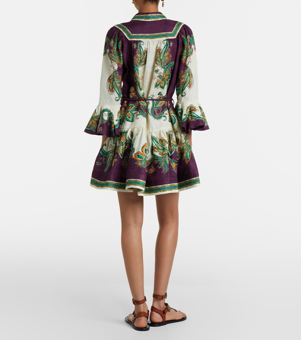 Alémais Ruthie printed ruffled linen minidress