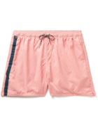 BIRDWELL - Mid-Length Striped Swim Shorts - Pink