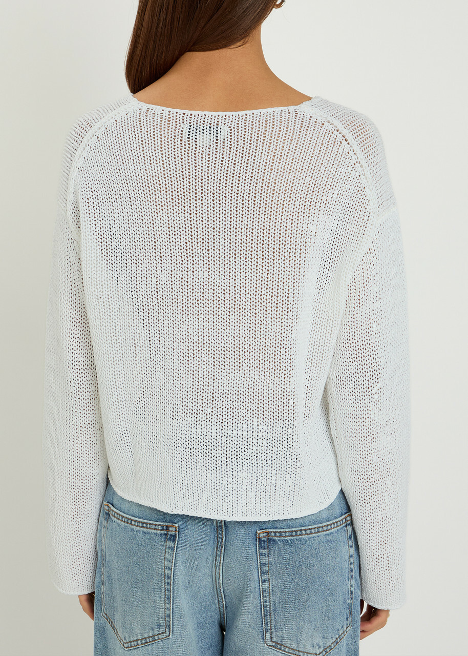 Vince Open-knit Cotton-blend Jumper White