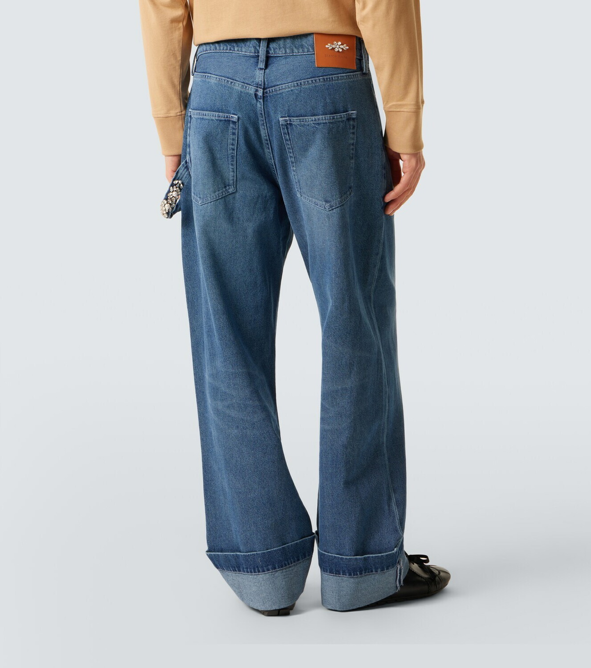 Simone Rocha Crystal-embellished straight jeans